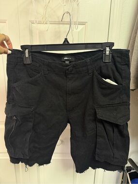 Men's Black Cargo Shorts with Utility Pockets -